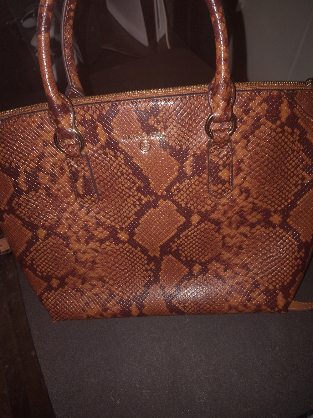 Michael Kors Brown Snake-Print Tote